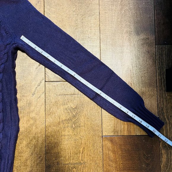 Banana Republic Wool Cashmere Purple Turtleneck Cable Knit Sweater, Size S - Picture 8 of 10